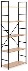 ModernHome Široký moderný drevený regál LOFT s 5 policami