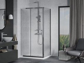 Mexen APIA, sprchový kút s posuvnými dverami 90 (dvere) x 100 (stena) cm, 5mm číre sklo, chrómový profil + slim sprchová vanička 5cm, 840-090-100-01-00-4010
