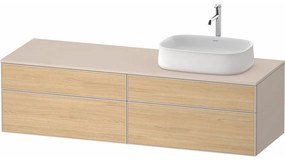 DURAVIT Zencha závesná skrinka pod umývadlo na dosku (umývadlo vpravo), 4 zásuvky, 1600 x 550 x 442 mm, dub prírodný/taupe super matná, ZE4824R30830000