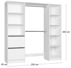 Šatníkový organizér so zásuvkami Saletor - biela