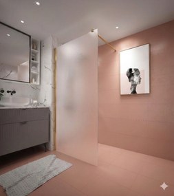 Erga Paris, sprchová zástena Walk-In 130x200 cm, 8mm sklo námraza, zlatý lesklý profil, ERG-V02-PARIS-130x200-FR-GD