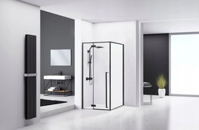 Rea Fargo Black, sprchový kút s krídlovými dverami 100 (dvere) x 80 (stena) x 195 cm, 6mm číre sklo, čierny profil, REA-K6950