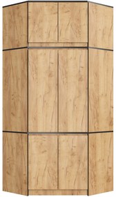 Rohová šatní skříň CLP 100 cm 6D dub craft