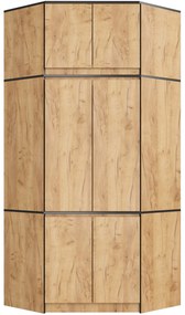 Rohová šatníková skriňa CLP 100 cm 6D dub craft