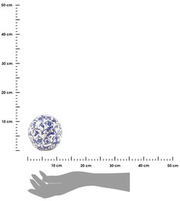 Záhradná keramická dekoračná guľa Kelly, 11,2x12,2 cm, biela/modrá