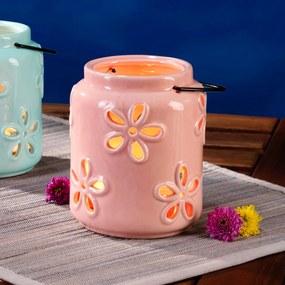 Dekoračný lampáš Fleur, ružová