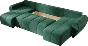 Rozkladacia obojstranná sedacia súprava do U SEVIO 311x145 cm, fľaškovozelená + 2 vankúšiky ZDARMA