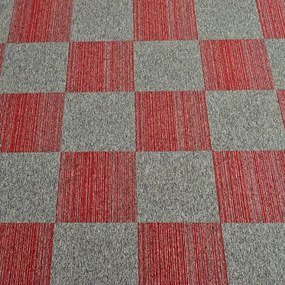 Tapibel, Kobercový štvorec Coral Lines 60380-50 červeno-šedý 50 x 50 cm, chodba / predsieň