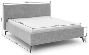Svetlosivá čalúnená dvojlôžková posteľ s úložným priestorom s roštom 180x200 cm Riva – Meise Möbel