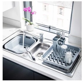 Sivý plastový odkvapkávač 38x33,5 cm Eco Range – Addis