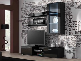 Obývacia stena Boho V, Osvetlenie: osvetlenie LED RGB - farebné, Farby: biela / biely lesk