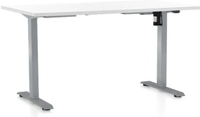 Výškovo nastaviteľný stôl OfficeTech A, 140 x 80 cm, sivá podnož, biela