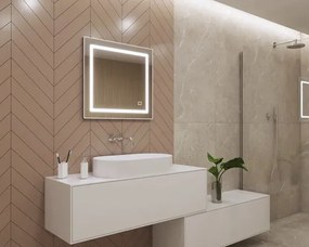 Zrkadlo do kúpeľne s osvetlením Modern LED 65x60 cm s vypínačom a podložkou proti zahmlievaniu