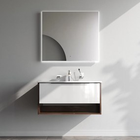 Skrinka s umývadlom 80 AM.PM Flash MNAFHX0801WG závesná, 2 zásuvky, lesklá biela