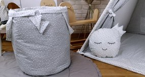 Detský kôš na hračky STARS - šedý/biely