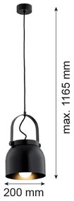 Argon 8281 - Luster na lanku LOGAN 1xE27/15W/230V pr. 20 cm čierna