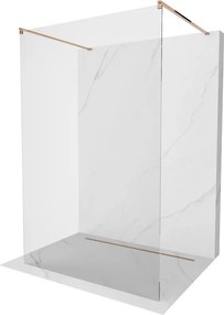 Mexen Kioto, priechodná sprchová zástena Walk-in 105 x 200 cm, 8mm číre sklo, profil ružové zlato, 800-105-002-60-00