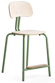 Školská stolička YNGVE, so 4 nohami, zelená, breza, V 610 mm