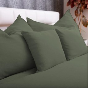 Biante Mušelínové posteľné obliečky Nature MSN-076 Zelená khaki Predĺžené 140x220 a 70x90 cm