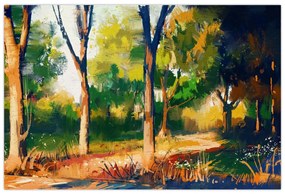 Obraz lesa v letnom slnku, maľba (90x60 cm)