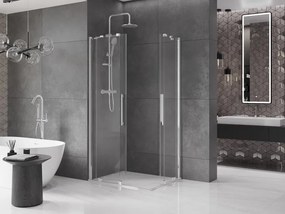 Mexen Velar Duo, sprchový kút s posuvnými dverami 90(dvere) x 80(dvere) cm, 8mm číre sklo, chrómový profil, 871-090-080-02-01