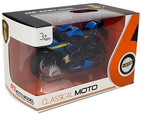 LEAN TOYS Motocykel na naťahovanie 1:14 - modrý