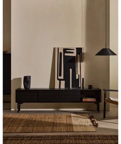 Čierny TV stolík v dekore duba 200x57x35 cm Lenon – Kave Home