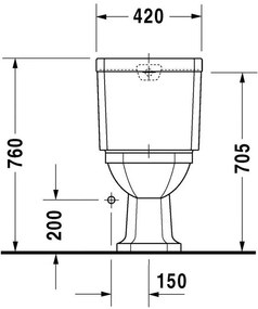 DURAVIT 1930 WC misa kombi so zvislým odpadom, 355 mm x 390 mm x 665 mm, 0227010000
