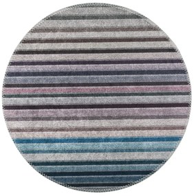 Modro-sivý umývateľný okrúhly koberec ø 120 cm – Vitaus