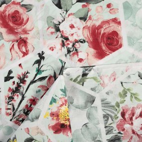 Biante Bavlnený záves Sandra SA-415 Kvety na mintovom hexagóne 150x220 cm