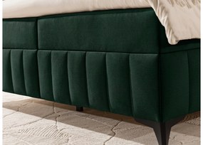 Posteľ Boxspring Penia 160x200 s úložným priestorom - zelený hydrofóbny zamat Element 12