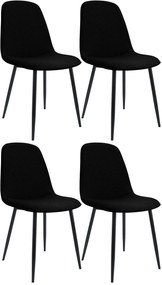 Sada 4 ks jedálenských stoličiek Maryam látka - čierna