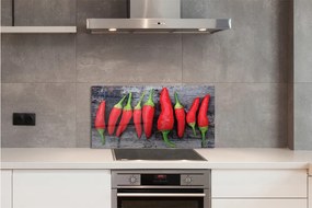 Sklenený obklad do kuchyne červené papričky 100x50 cm