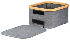 Úložný box G21 24 x 30 x 15 cm, bambusový s vekom, sivý