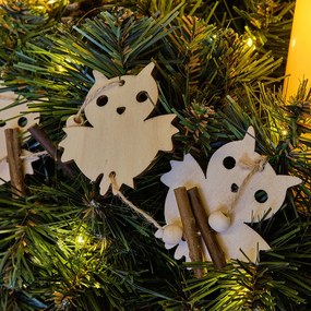 DECOLED Závesná drevená dekorácia, sovy, 58 cm