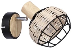 Nástenné bodové svietidlo TAJGA 1xE14/40W/230V ratan/čierna