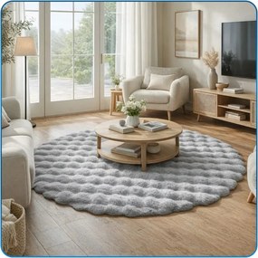 Koberec Rabbit Bubble strieborný kruh