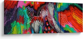 Obraz abstraktné - farby (s hodinami) (90x30 cm)