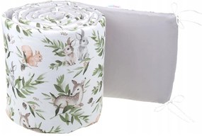 Ochranný mantinel do postieľky 180x30 cm BABYMAM PREMIUM - Zelená paseka/sivá