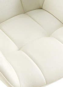 Stolička s podrúčkami Roseville - látka, nohy čierny kov - Krémová