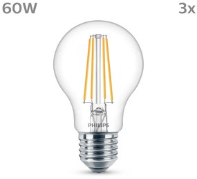 Philips LED žiarovka E27 8W 850lm 4000K číra 3 ks