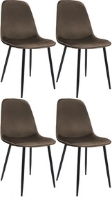 Sada 4 ks jedálenských stoličiek Maryam zamat - hnedá