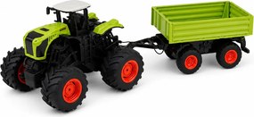 LEAN Toys Vysoký poľnohospodársky traktor s vyklápacím prívesom, diaľkovo ovládaný RC v mierke 1:16