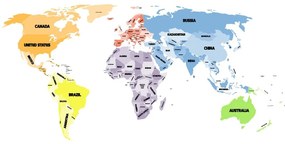 Obraz mapa sveta s pútavými nápismi