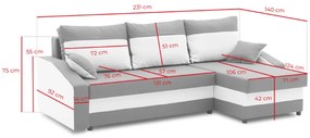 Expedo Rohová rozkládacia sedačka WELTA, 235x85x139, čierná/šedá, mikrofáze04/10