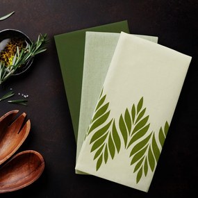 Súprava kuchynských uterákov Letty Leaves - 3 ks zelená