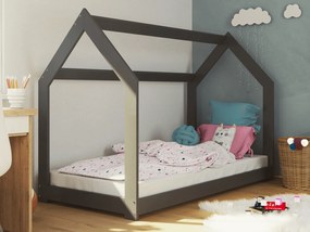 Detská posteľ DOMČEK D2 80x160cm masív šedá