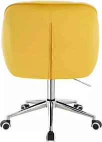 LuxuryForm DESIGN Stolička AVOLA VELUR na striebornej podstave s kolieskami - žltá