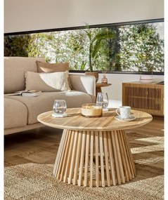 Konferenčý stolík z teakového dreva Kave Home Irune, ⌀ 80 cm