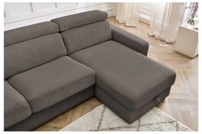 Sivo-hnedá menčestrová rozkladacia rohová pohovka (variabilná) Monaco – Bobochic Paris